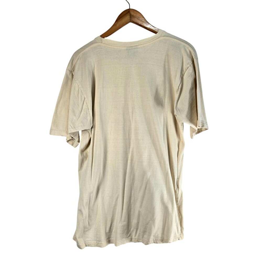 Red Stripe T-Shirt Beige XL Jamaica -Respect Mon- Vaca Casual Vtg Short Sleeve - Picture 5 of 15